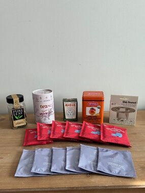 Sealed Assorted Tea & Coffee Lovers Bundle: 103 bags + Stainless Steel Strainer
